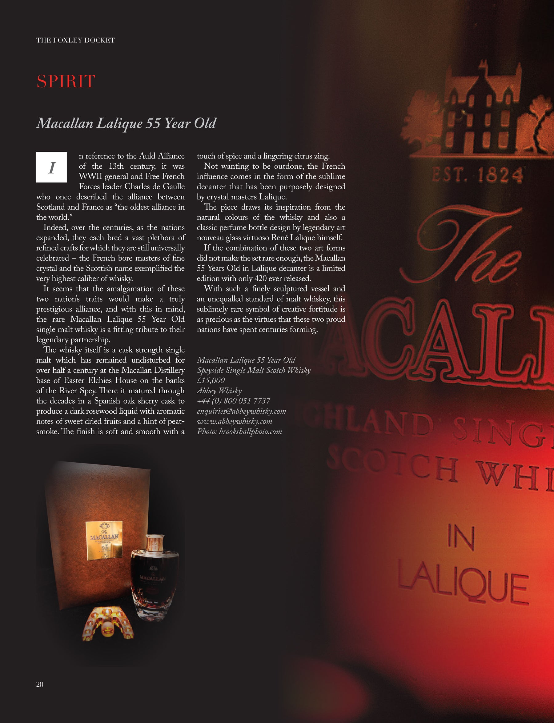 Macallan 55 Year Old Lalique - The Foxley Docket